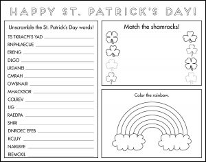 St. Patrick's Day Game Placemat
