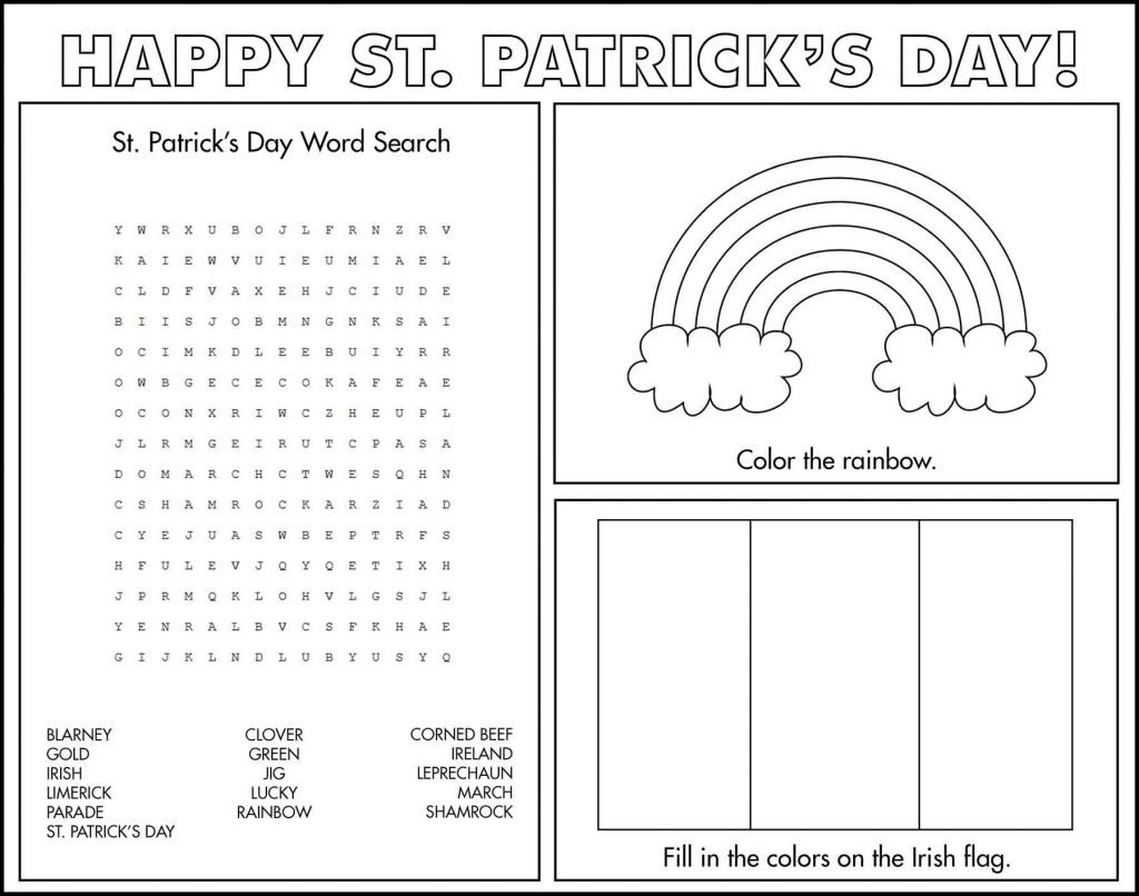 St. Patrick's Day Game Placemat