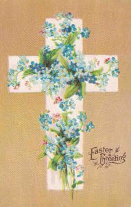 Vintage Easter Postcard Cross Covered in Flowers