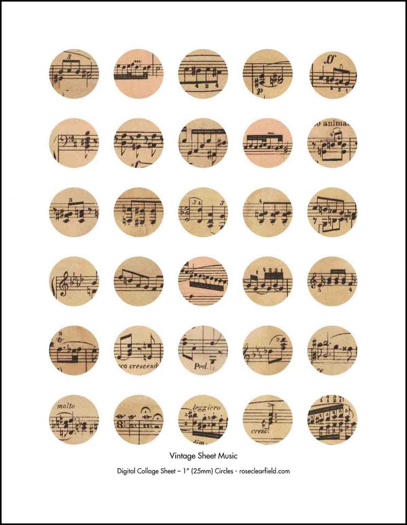 Free Printable Vintage Sheet Music [With Digital Collage Sheets] • Rose ...