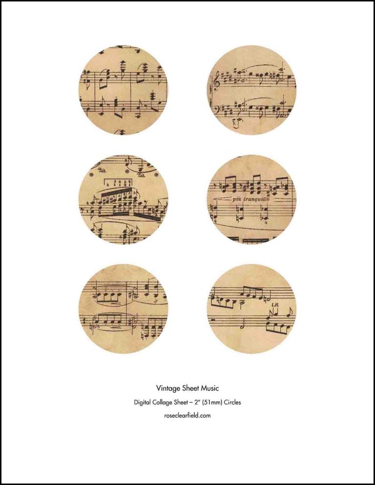 Free Printable Vintage Sheet Music [With Digital Collage Sheets] • Rose ...