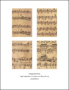 Vintage Sheet Music ATC Size