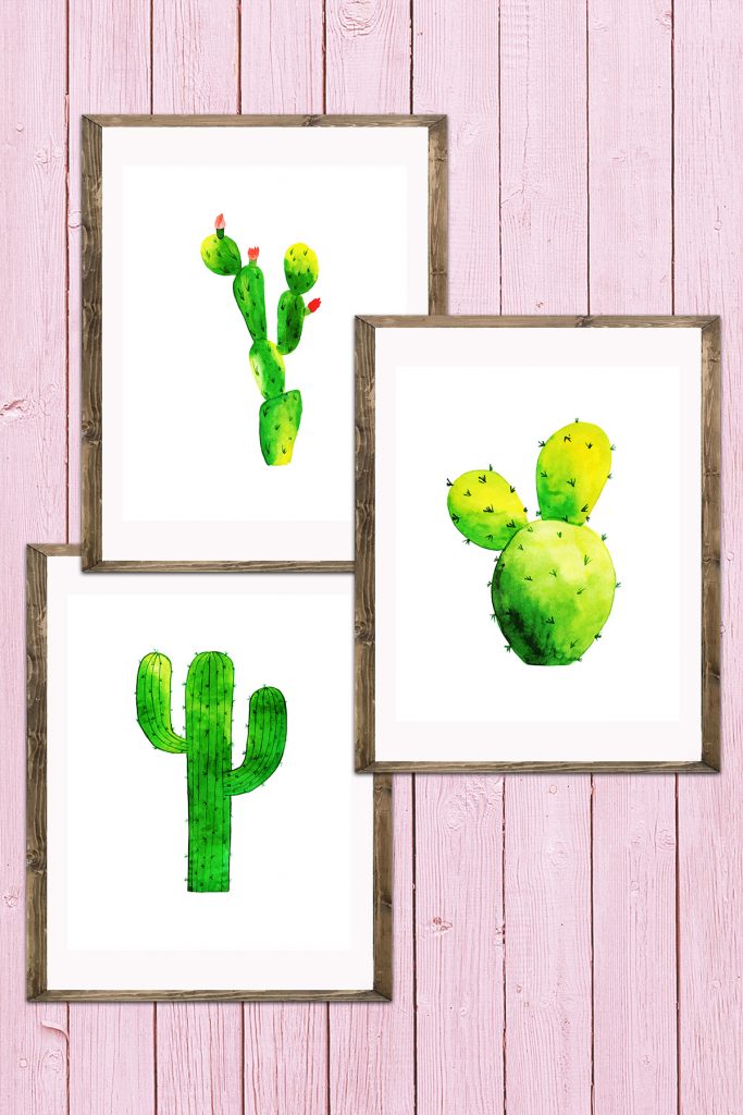 Watercolor Cactus Decor Collage