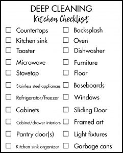 Deep Cleaning Kitchen Tasks Checklist