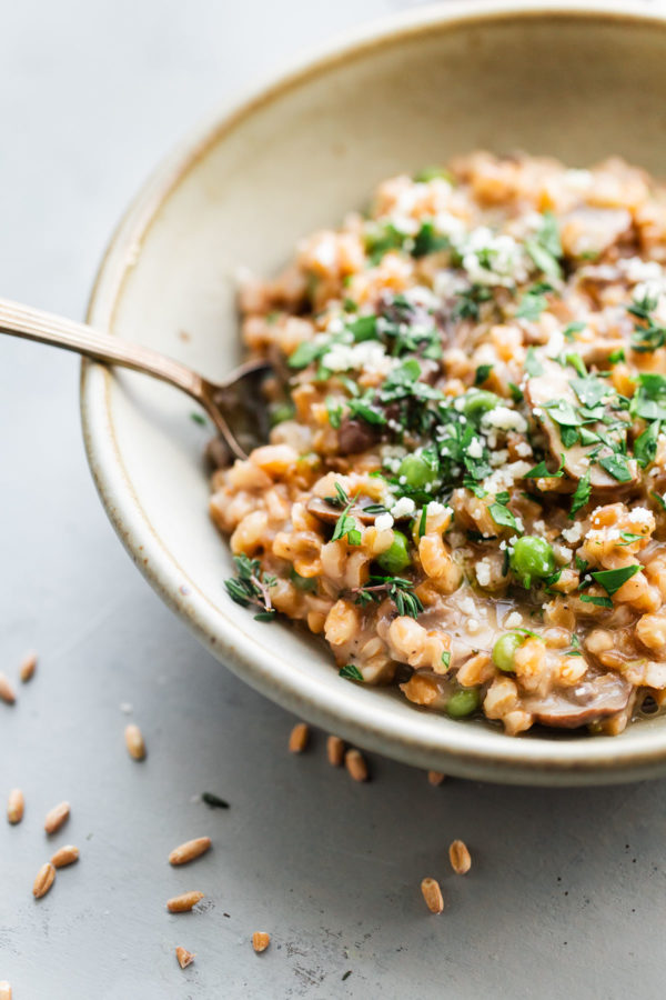 Easy Mushroom Farro Risotto A Beautiful Plate