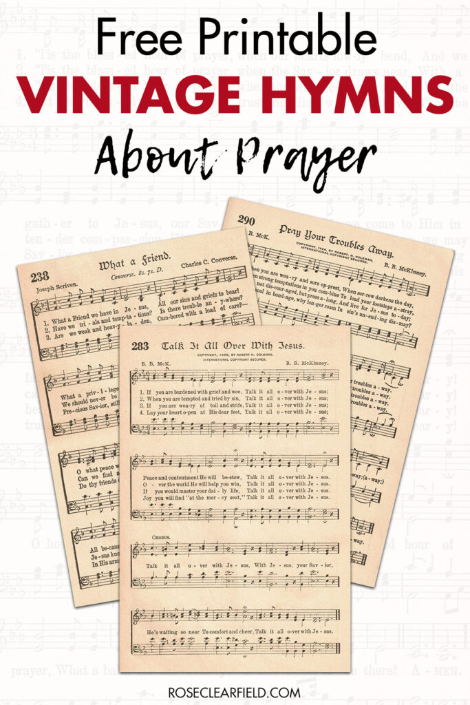 Free Printable Vintage Hymns About Prayer