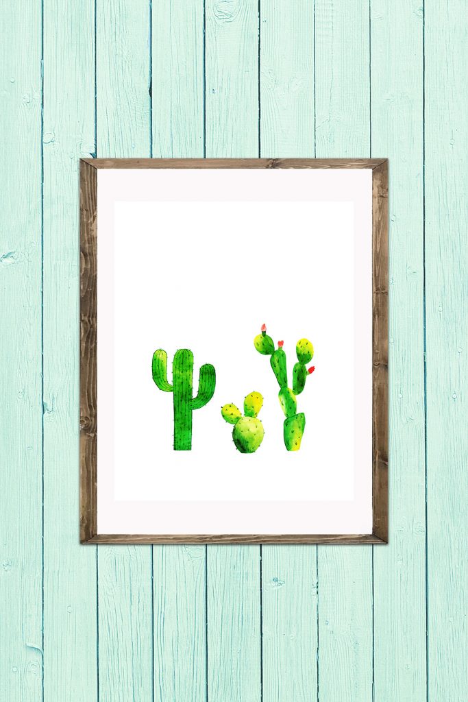 Group of Watercolor Cactis Wall Art