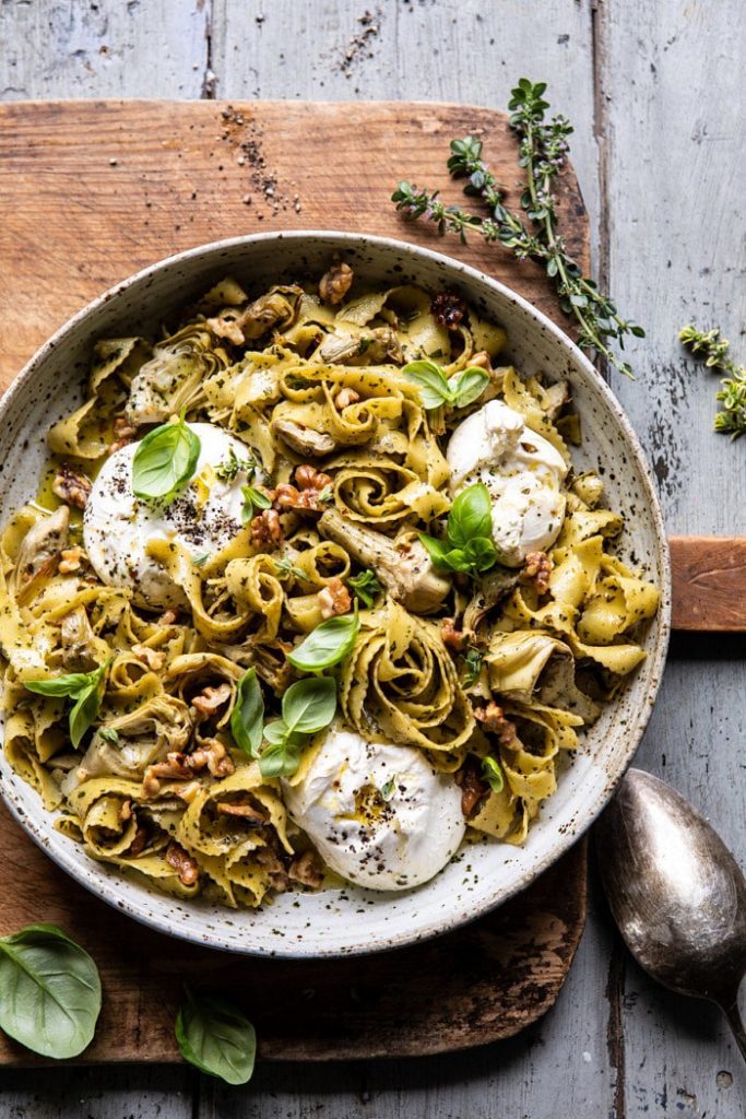 Roasted Lemon Artichoke and Browned Butter Pasta Half Baked Harvest