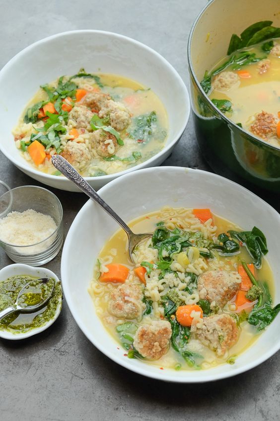 Spring Minestrone with Chicken Meatballs Shutterbean