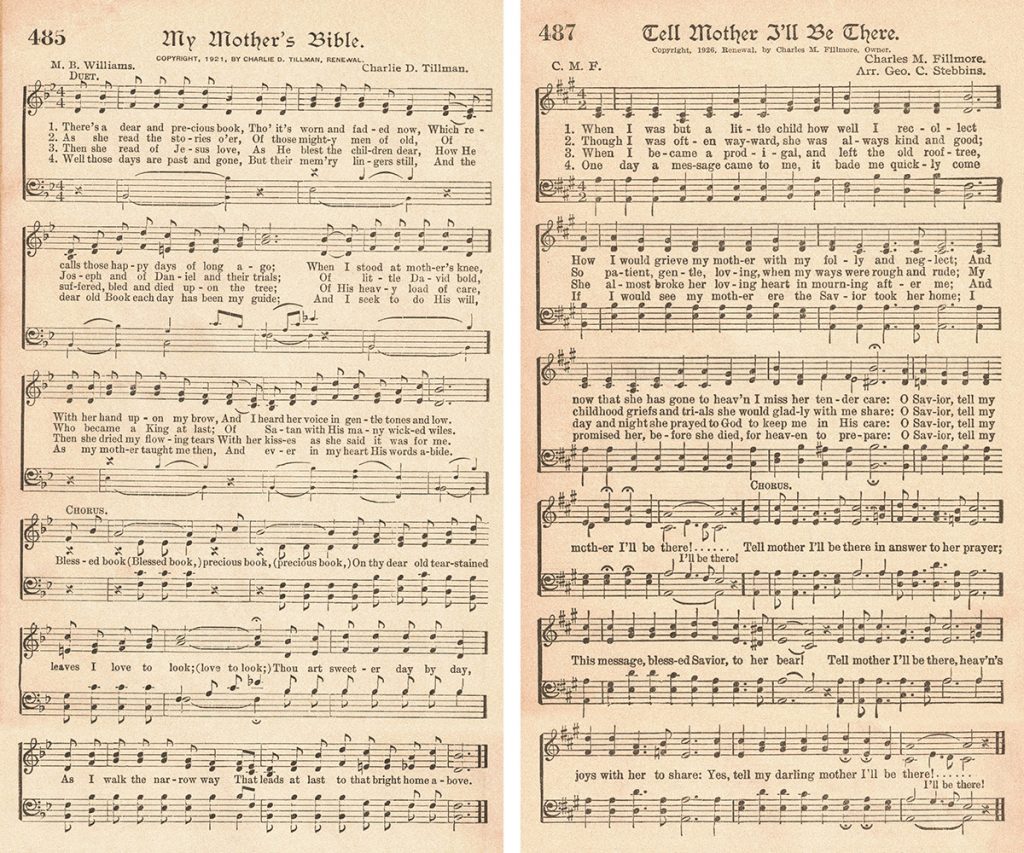 The American Hymnal Hymns About Mothers Collage