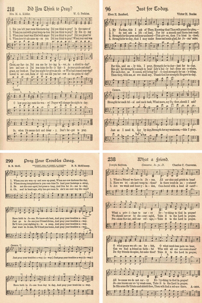 The American Hymnal Hymns About Prayer Collage