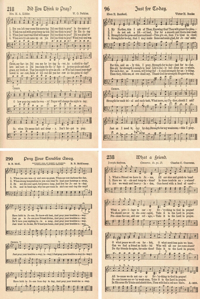 The American Hymnal Hymns About Prayer Collage