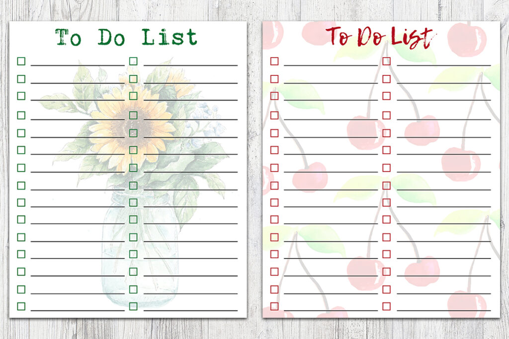 8x10 Summer Two-Column To-Do Lists