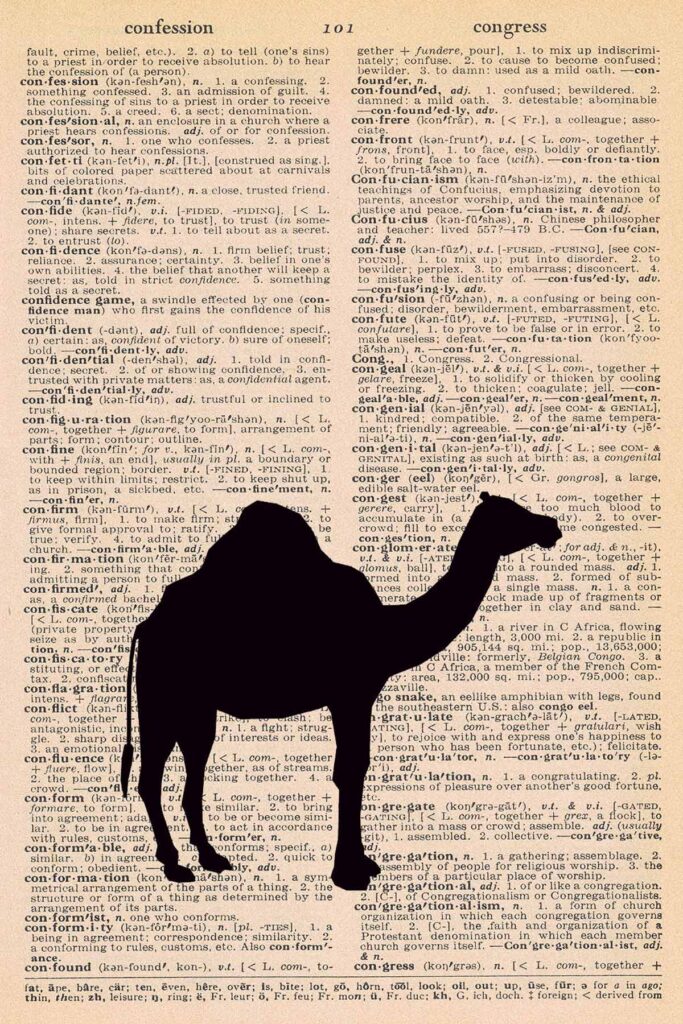 Camel Dictionary Page Printable Nursery Decor