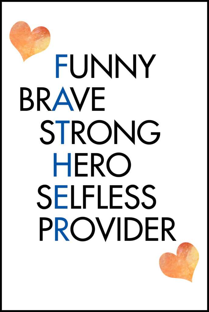 Father Acronym A2 Father's Day Printable Greeting Card
