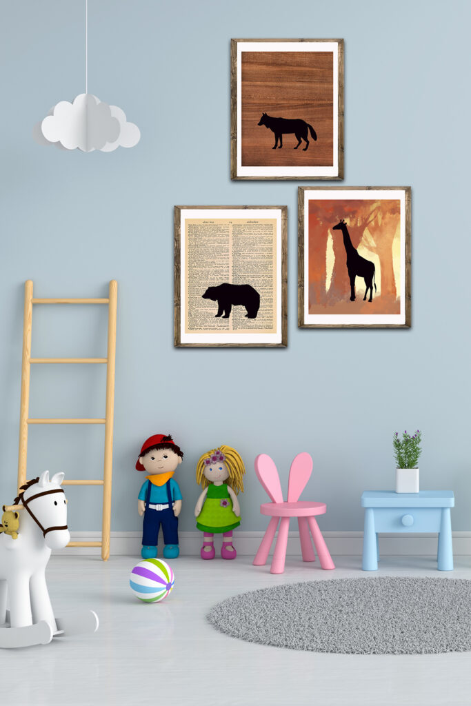 Free Printable Animal Silhouettes Nursery Decor Mock Up