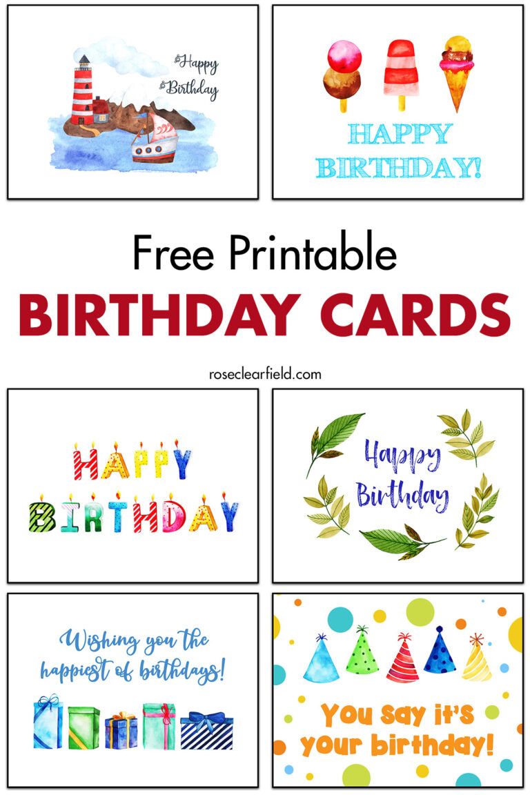 Free Printable Birthday Cards 3 • Rose Clearfield Free Printable Birthday Cards 3 • Rose Clearfield