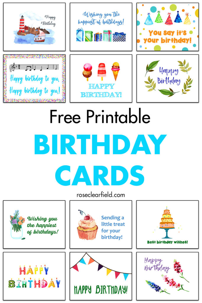 Free Printable Birthday Cards 4 • Rose Clearfield Free Printable Birthday Cards 4 • Rose Clearfield