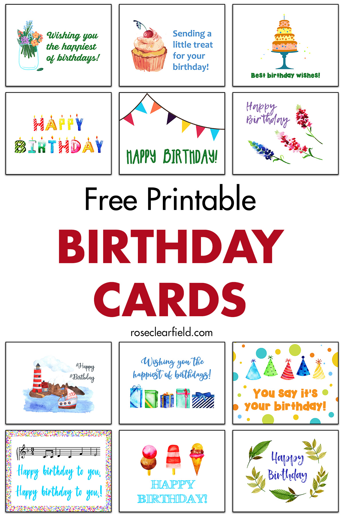 Free Printable Birthday Cards • Rose Clearfield