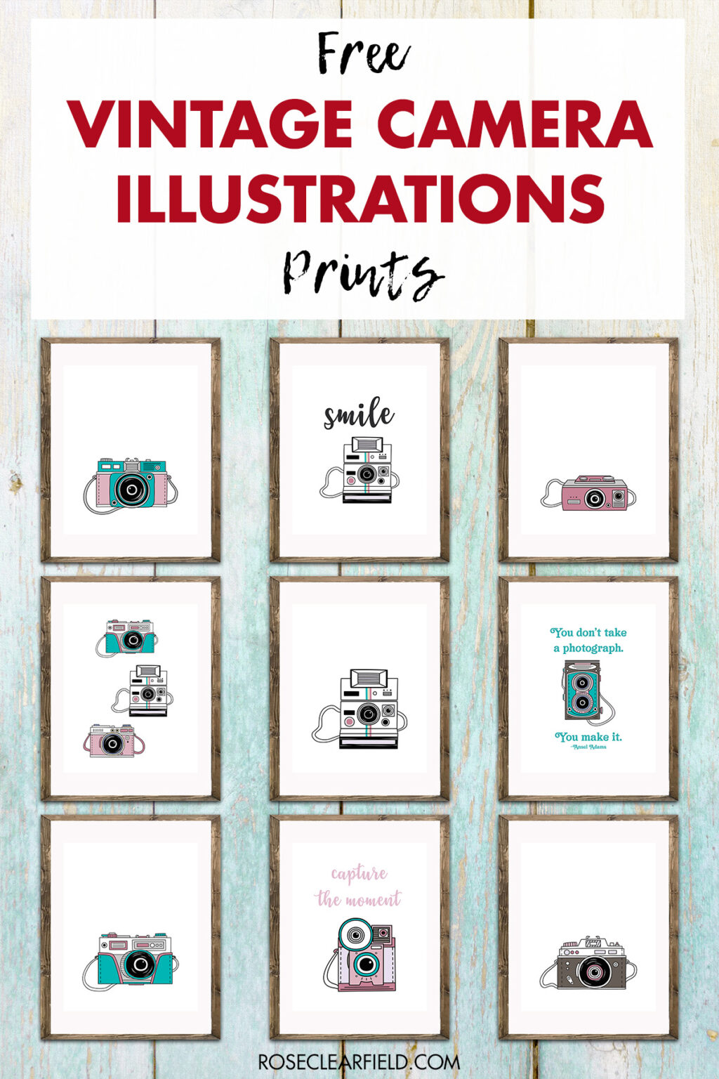 Free Vintage Camera Illustrations Prints • Rose Clearfield