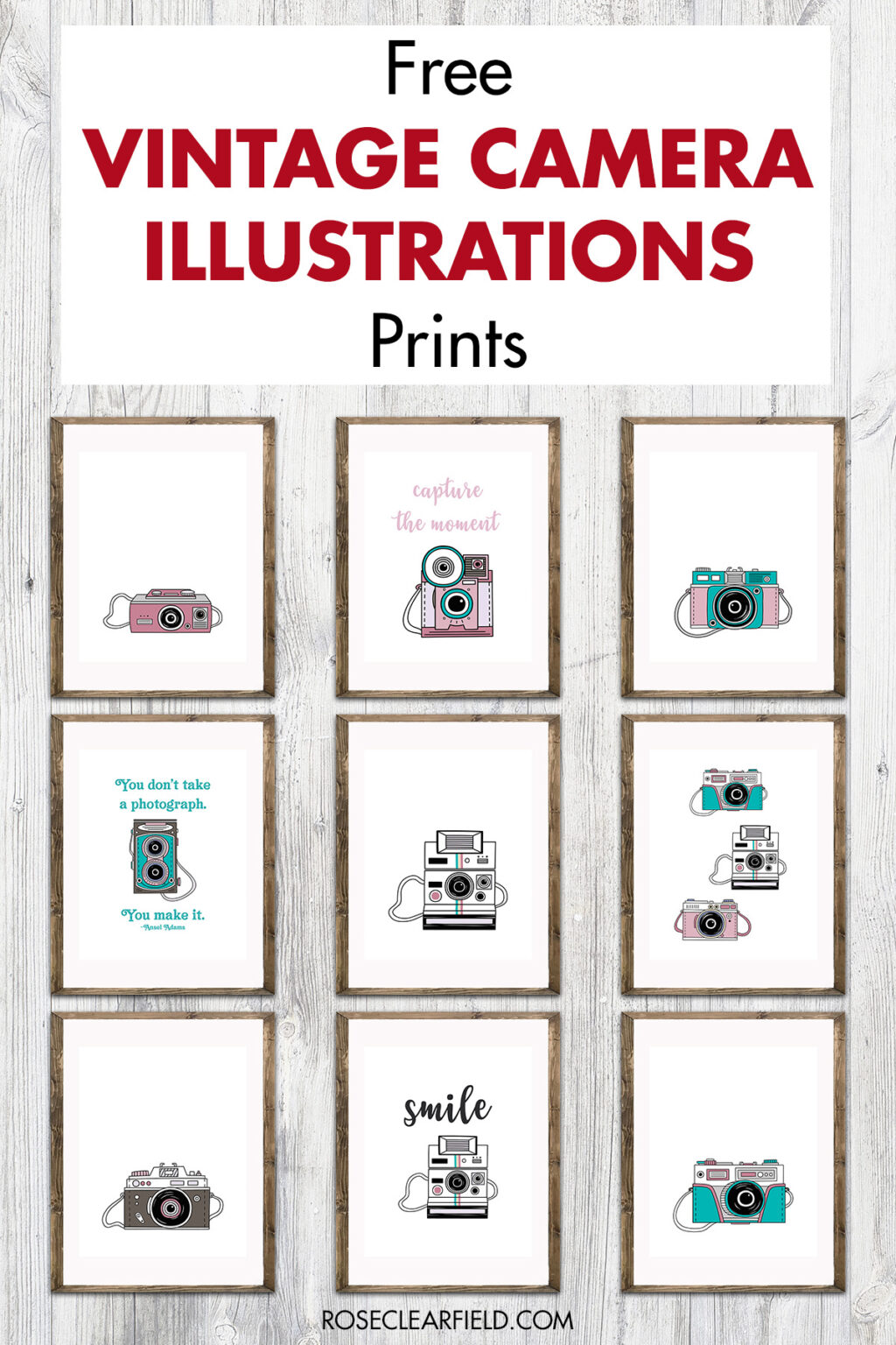 Free Vintage Camera Illustrations Prints • Rose Clearfield