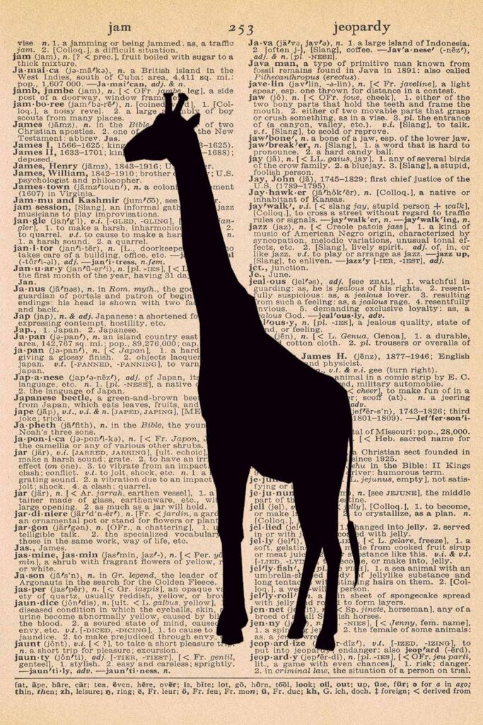 Giraffe Dictionary Page Printable Nursery Wall Art