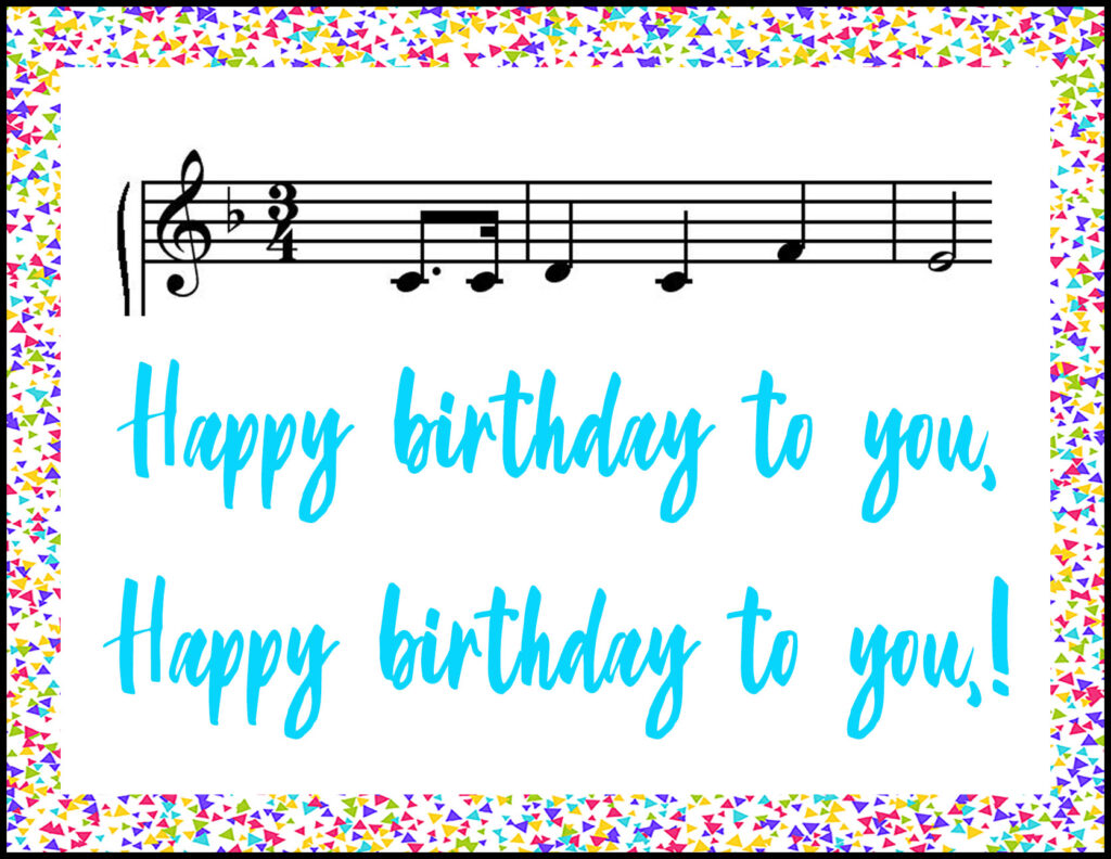 Happy Birthday Music Notes A2 Greeting Card