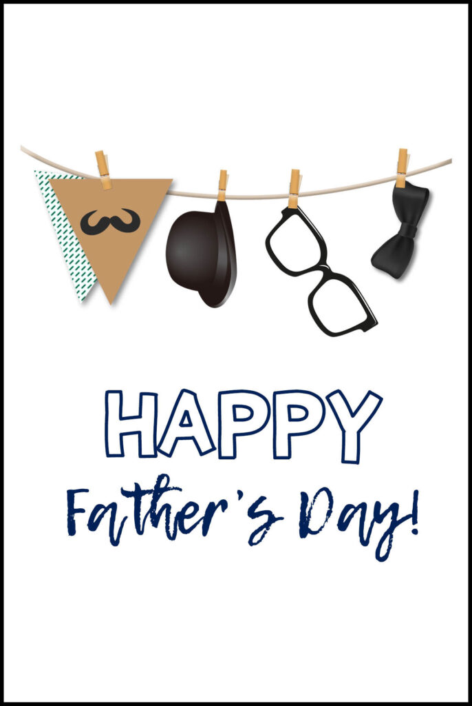 Happy Father's Day With Clothesline Printable Card