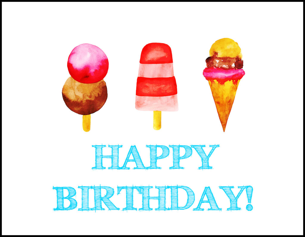 Ice Cream Happy Birthday A2 Greeting Card