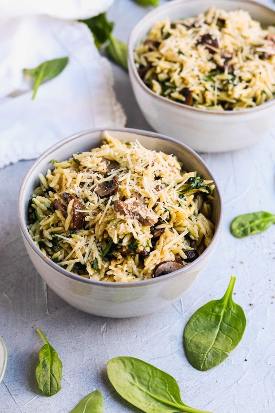 Parmesan Orzo with Mushrooms and Spinach For the Love of Gourmet