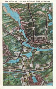 Vintage Postcard Map of the Dells of the Wisconsin River Region