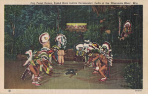 Vintage Postcard Wisconsin Dells Dog Feast Dance Stand Rock Indian Ceremonial