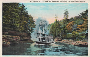 Vintage Postcard Wisconsin Dells Excursion Steamer in the Narrows