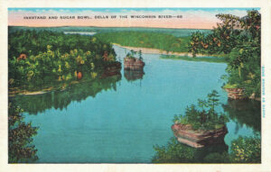 Vintage Postcard Wisconsin Dells Inkstand and Sugar Bowl