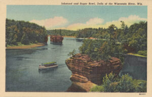 Vintage Postcard Wisconsin Dells Inkstand and Sugar Bowl