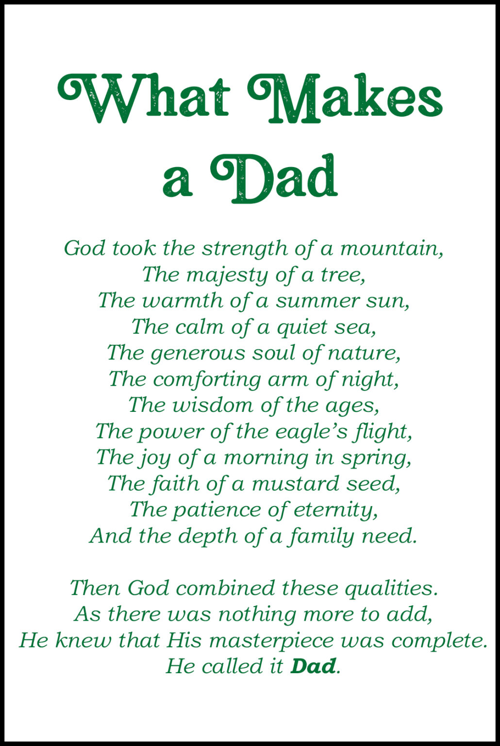 Father s Day Poem Printables