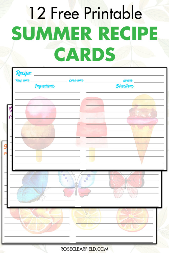 12 Free Printable Summer Recipe Cards