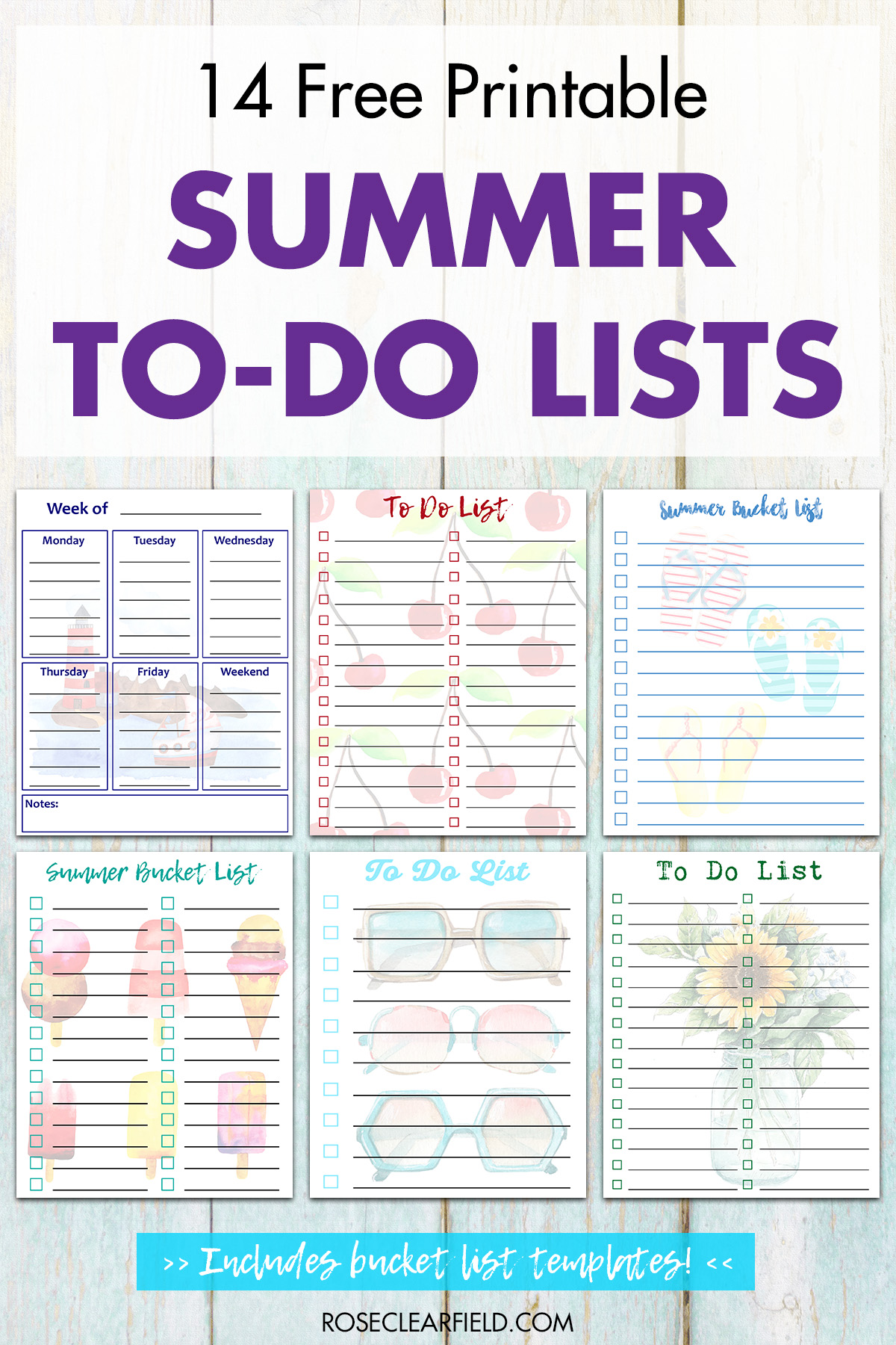 Free Printable Summer To-Do Lists • Rose Clearfield