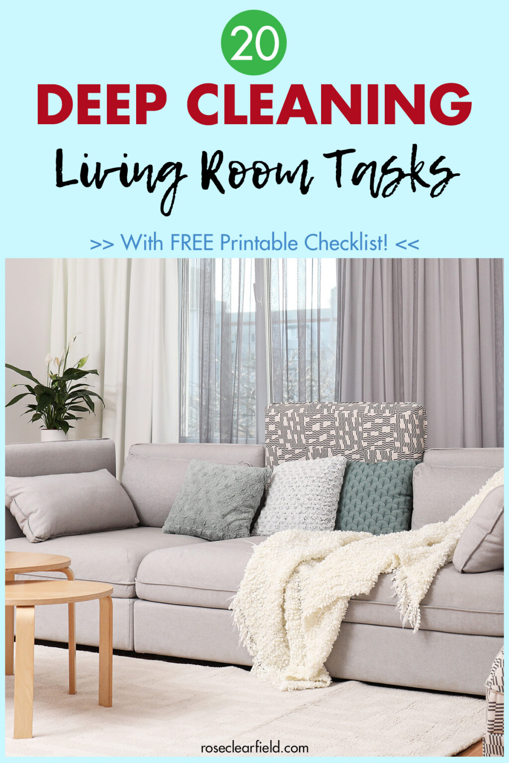 20 Deep Cleaning Living Room Tasks [with FREE Printable Checklist ...