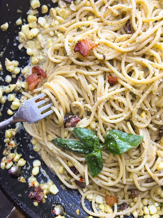 Creamy Corn Basil Pasta Shutterbean