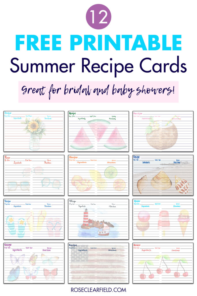 Free Printable Summer Recipe Cards