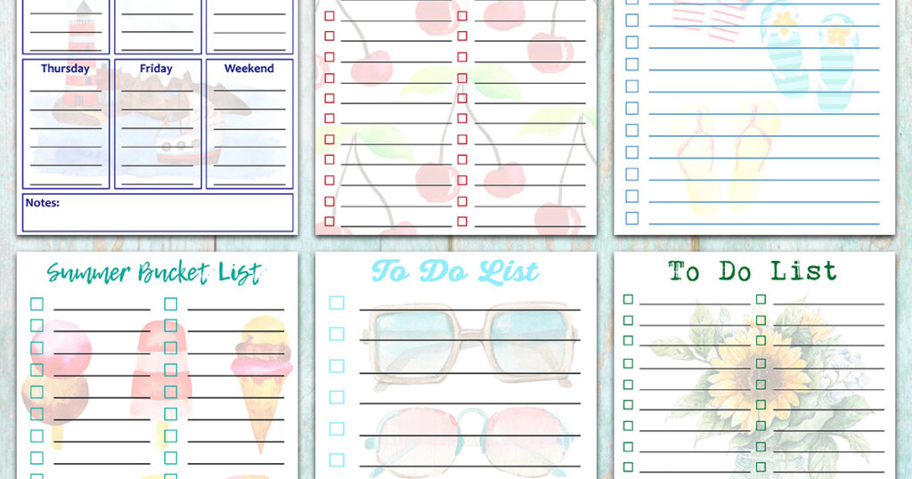 Free Printable Summer To-Do Lists • Rose Clearfield