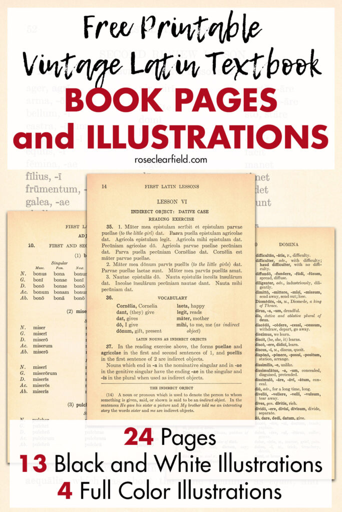 Free Printable Vintage Latin Textbook Book Pages and Illustrations