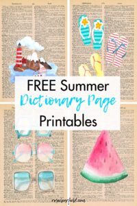 Free Summer Dictionary Page Printables