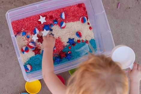 Patriotic Sensory Bin Second Story Window