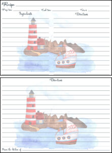 Printable Summer Recipe Card 4x6 Nautical