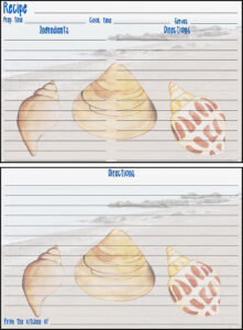 Printable Summer Recipe Card 4x6 Seashells