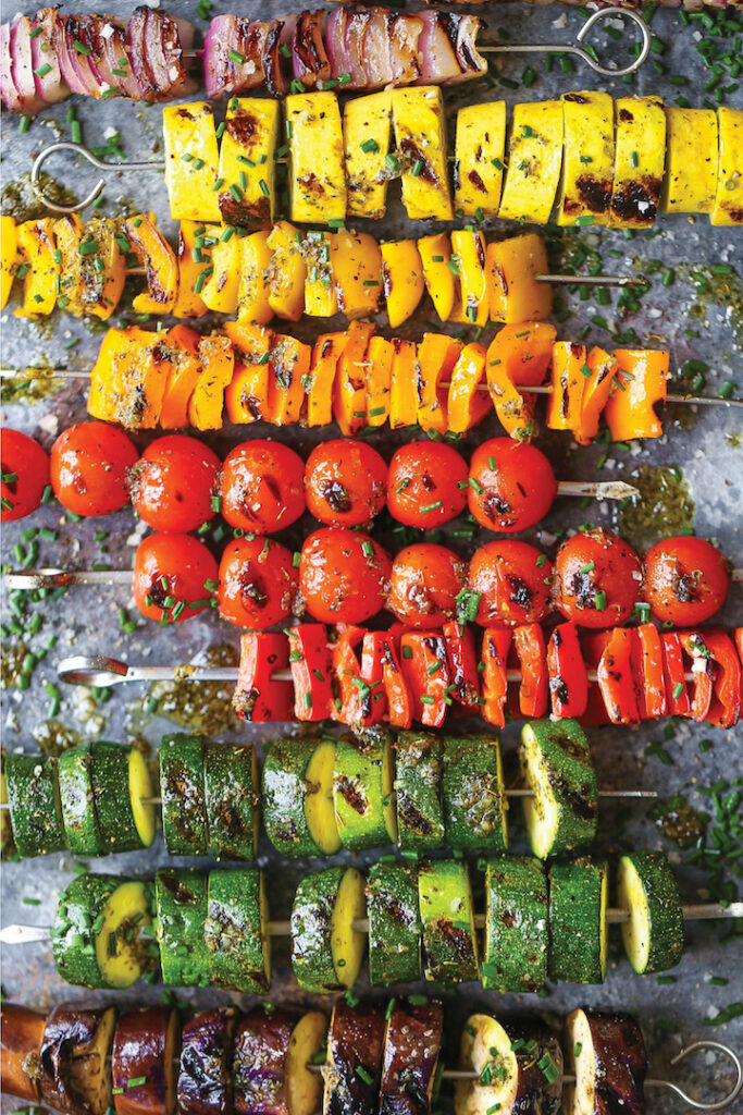 Rainbow Vegetable Kabobs Damn Delicious