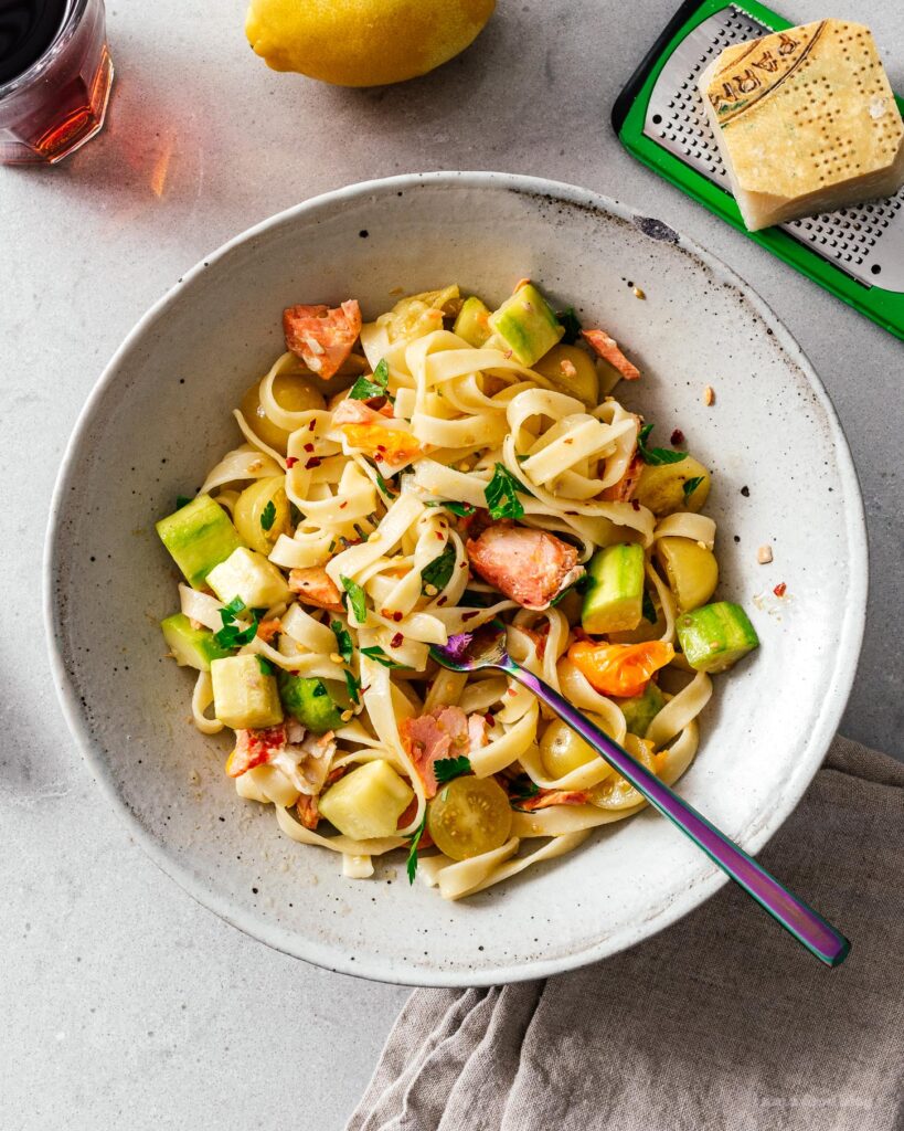 Salmon Tomato and Zucchini Tagliatelle I am a Food Blog