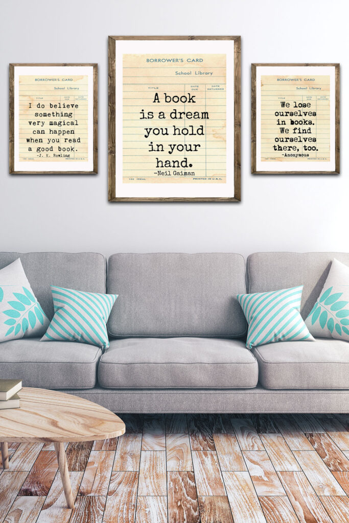 School Library Card Reading Quotes Living Room